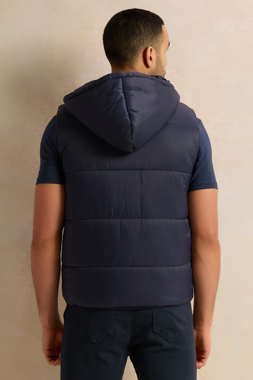 Men Navy Sleeveless Puffer Jacket sold by Redtag product image thumbnail 3