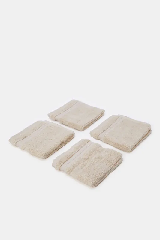 Beige Luxury Cotton Face Towel Set (4 Piece) sold by Redtag