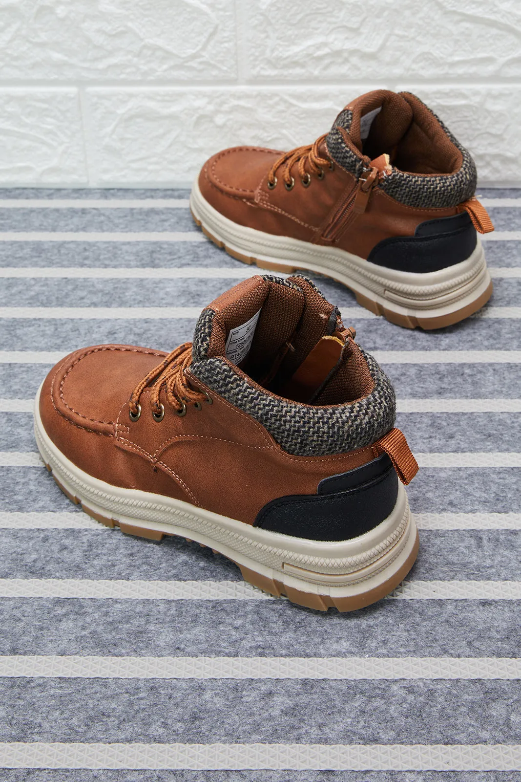 Boys Brown Colour Block Hightop sold by Redtag product image thumbnail 4