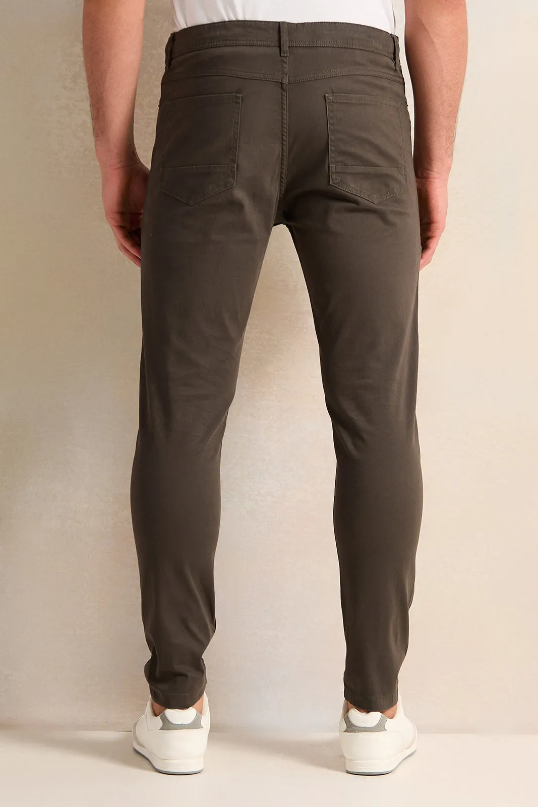 Men Grey 5-Pocket Slim Fit Trouser sold by Redtag product image thumbnail 3