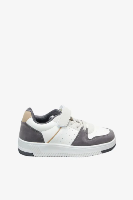 Boys Cream Color Block Sneakers sold by Redtag