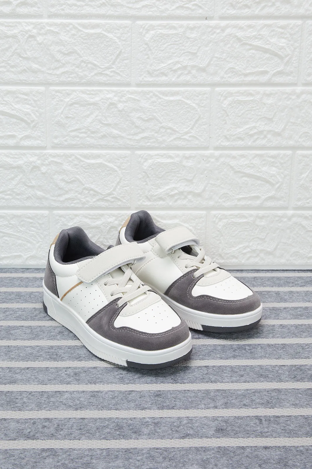 Boys Cream Color Block Sneakers sold by Redtag product image thumbnail 2
