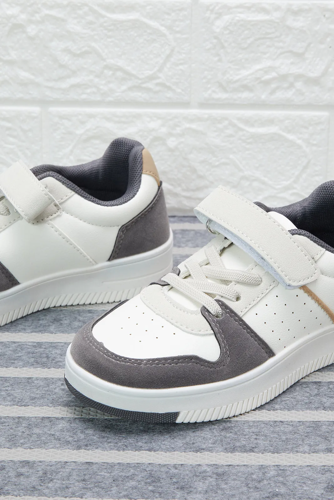 Boys Cream Color Block Sneakers sold by Redtag product image thumbnail 3