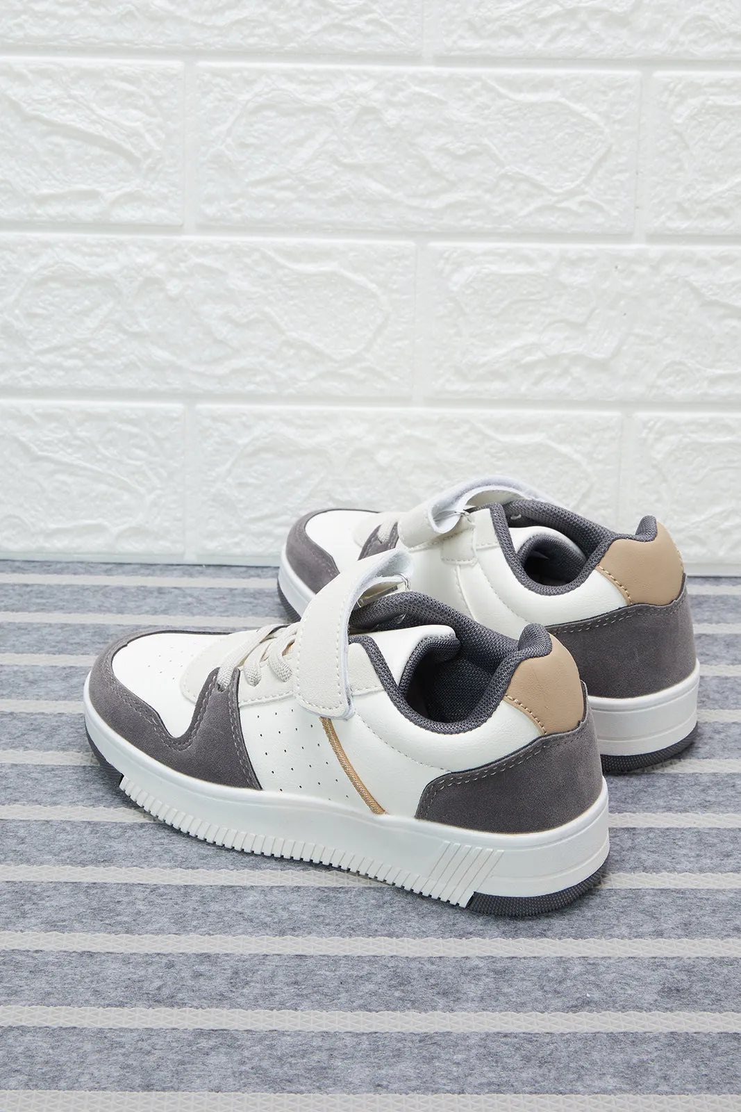 Boys Cream Color Block Sneakers sold by Redtag product image thumbnail 4