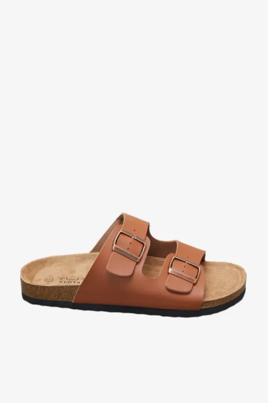 Men Tan Cork Sandals With Buckle sold by Redtag