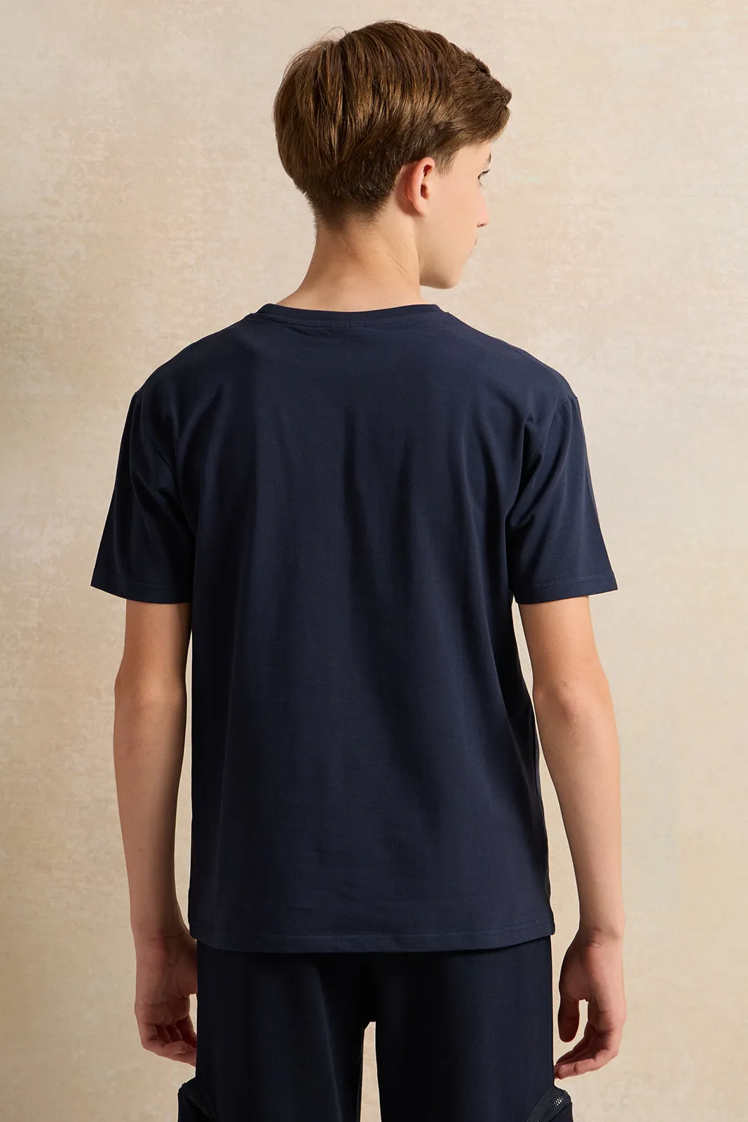 Senior Boys Navy Printed T-Shirt sold by Redtag product image thumbnail 3