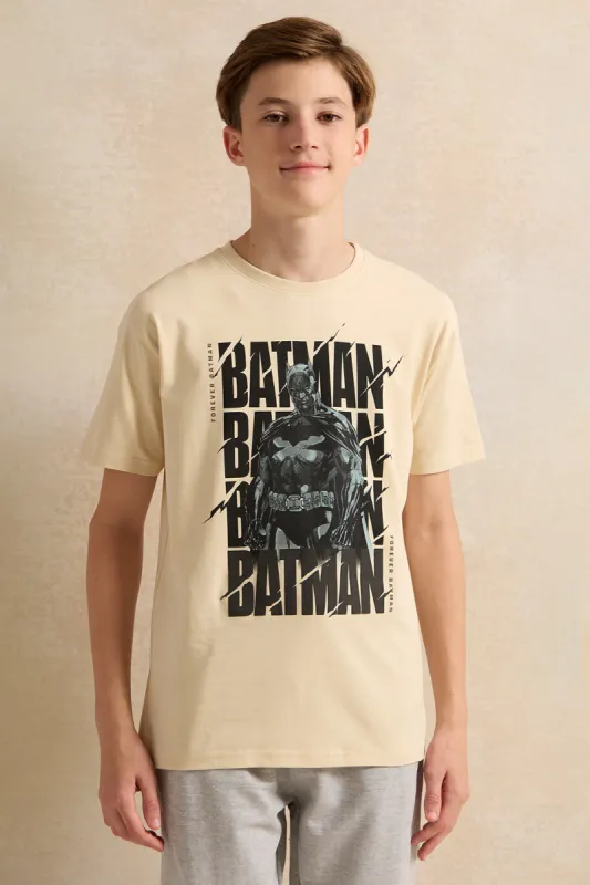 Senior Boys Beige Printed T-Shirt sold by Redtag