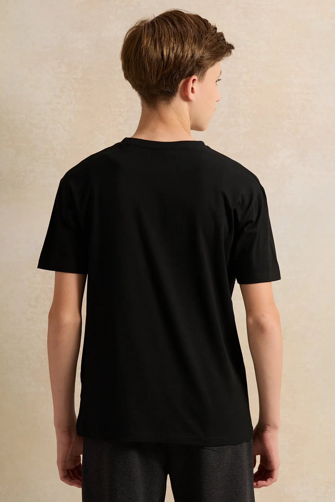 Senior Boys Black Printed T-Shirt sold by Redtag product image thumbnail 3