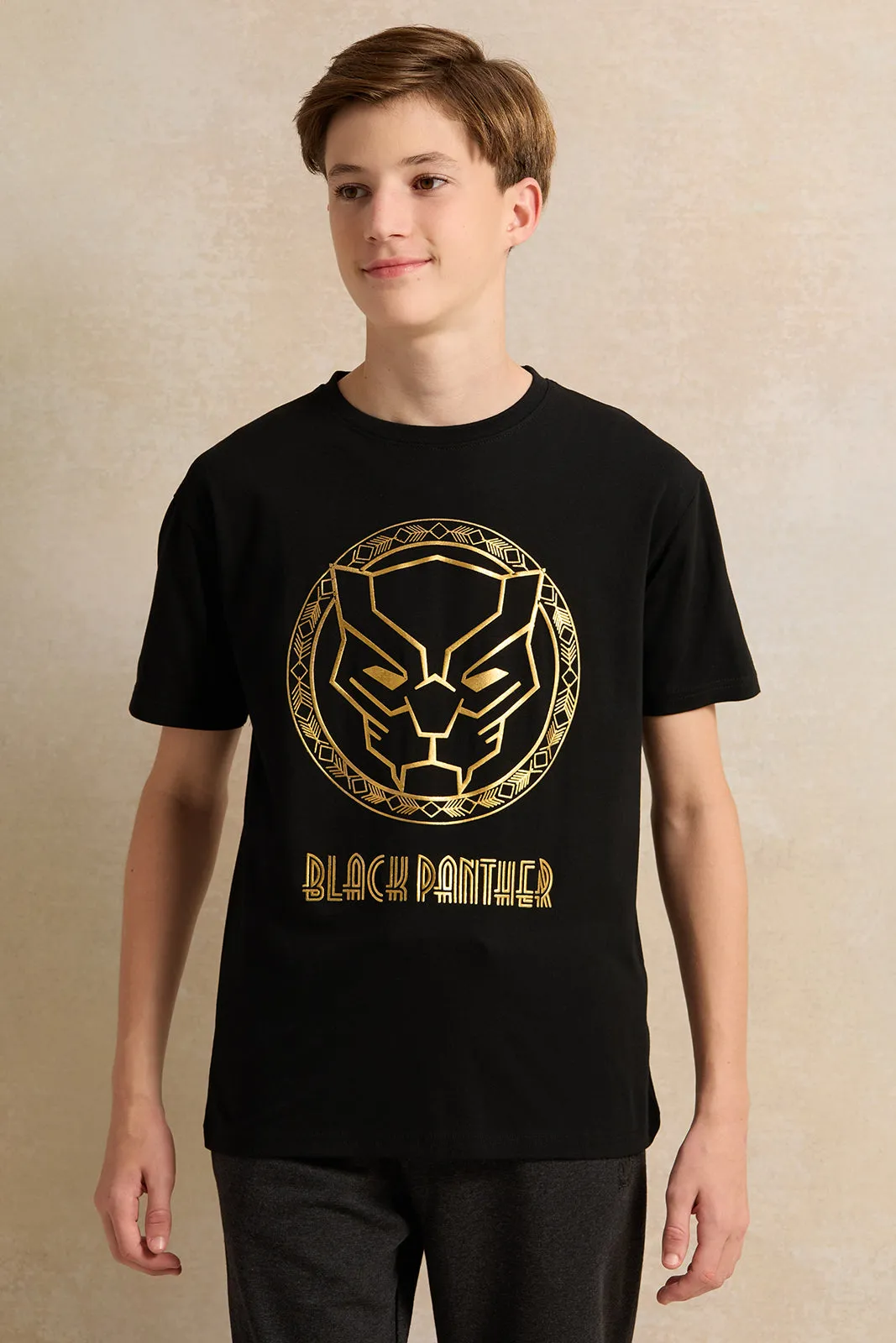 Senior Boys Black Printed T-Shirt sold by Redtag