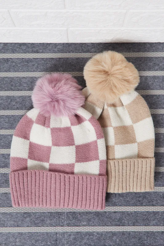 Women Pink And Beige Knitted Cap Set (2 Piece) sold by Redtag