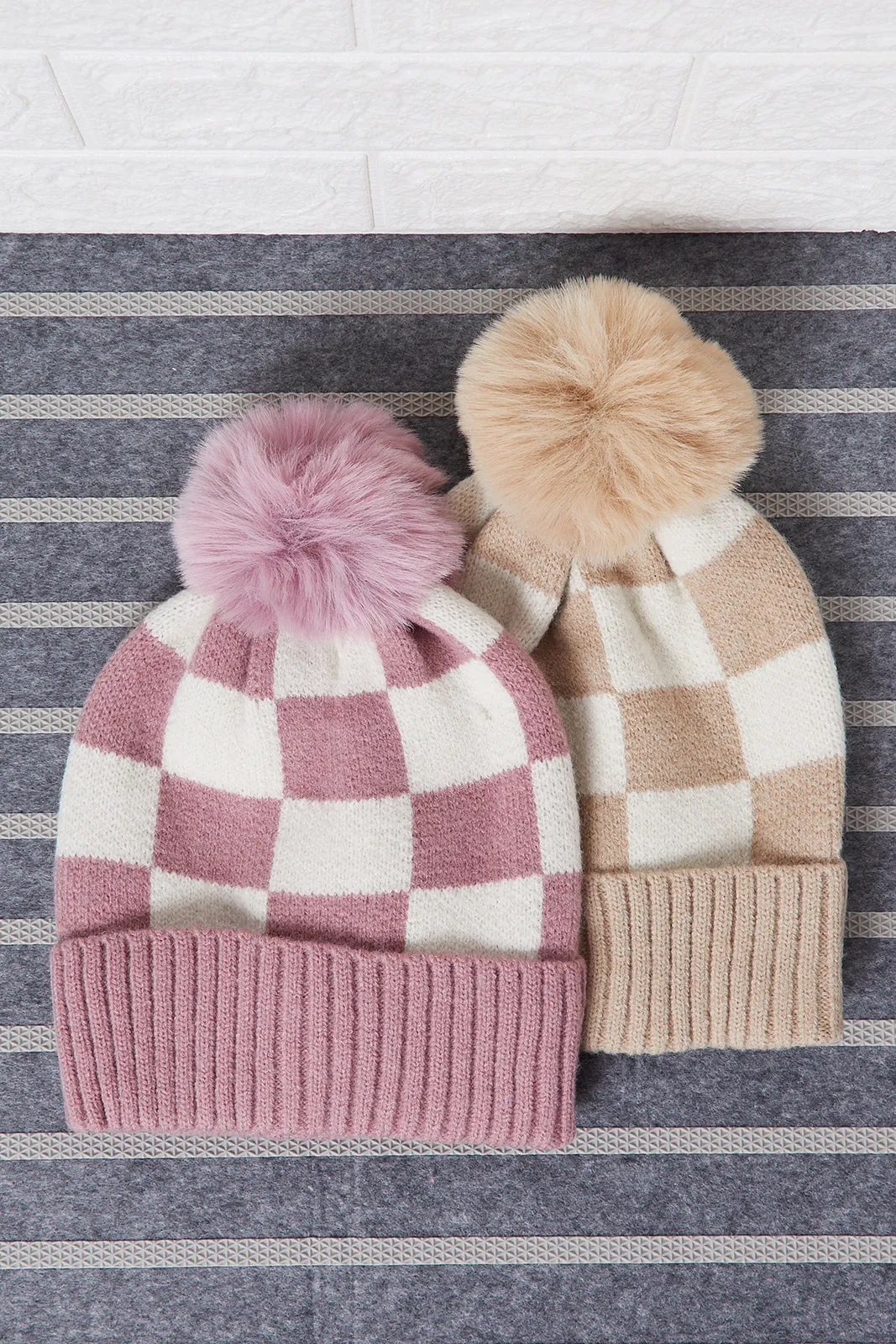Women Pink And Beige Knitted Cap Set (2 Piece) sold by Redtag