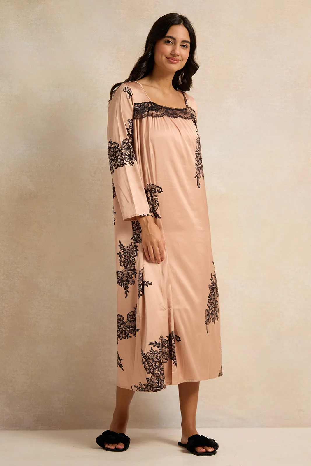 Women Beige Embellished Nightgown sold by Redtag product image thumbnail 4