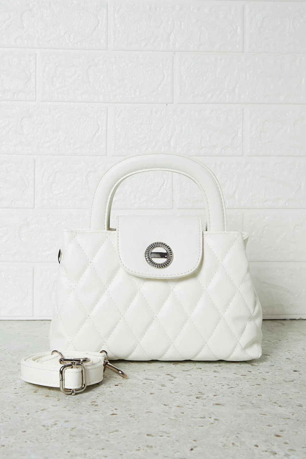 Women White Quilted Day Bag sold by Redtag