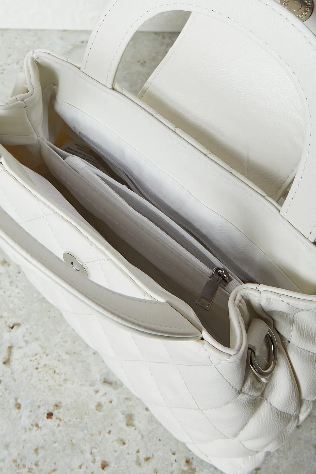 Women White Quilted Day Bag sold by Redtag product image thumbnail 4