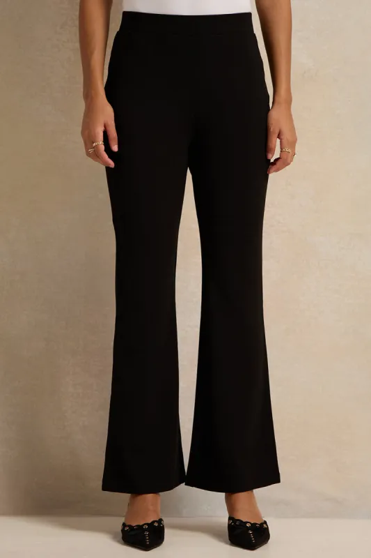 Women Black Flared Leggings sold by Redtag