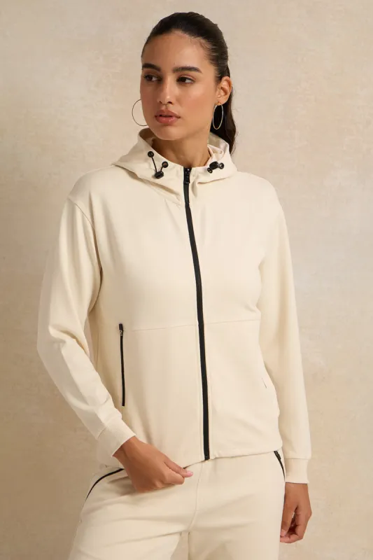 Women Ivory Hooded Sweatshirt sold by Redtag