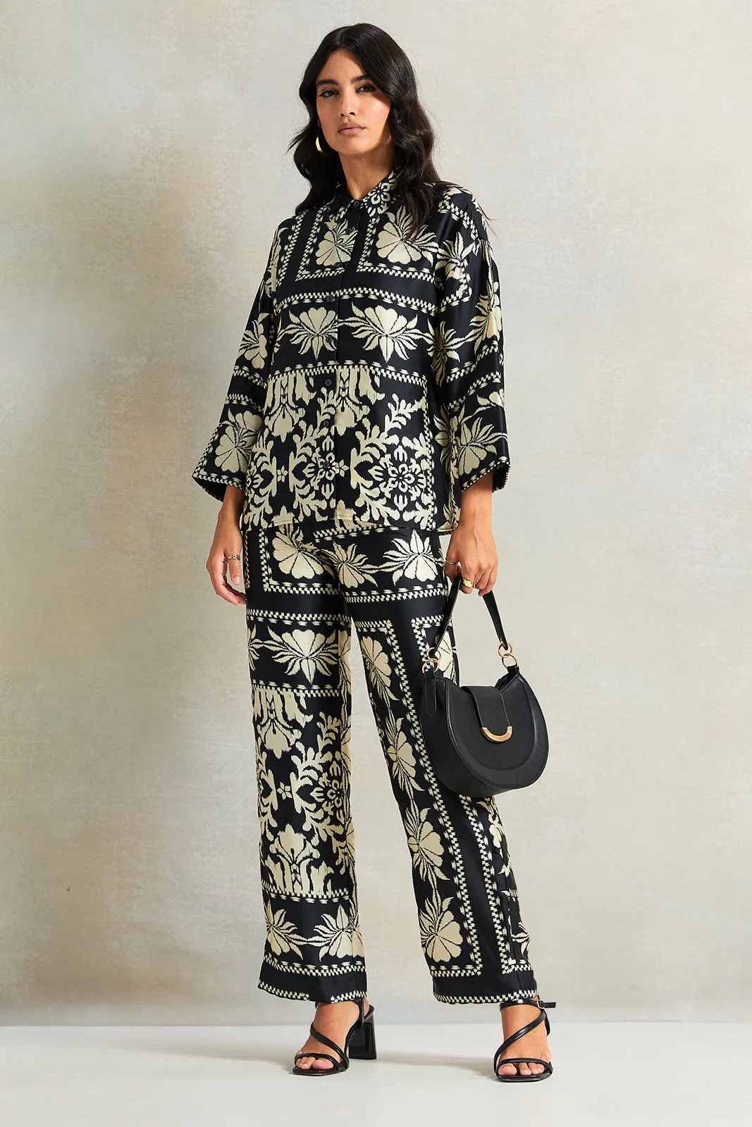 Women Black And White Satin Printed Blouse sold by Redtag product image thumbnail 2