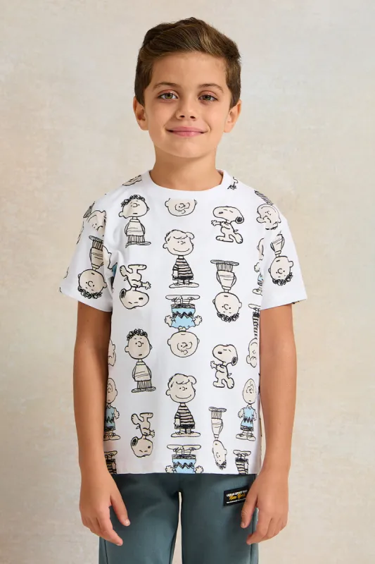 Boys White Printed Short sleeve T-shirt sold by Redtag