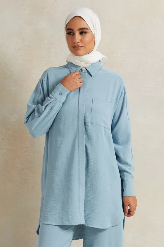 Women Blue Collared Shirt sold by Redtag