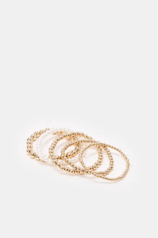 Women Gold Embellished Bracelet Set (4 Piece) sold by Redtag
