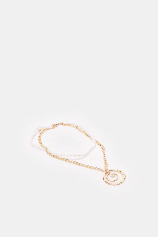 Women Gold Embellished Necklace sold by Redtag