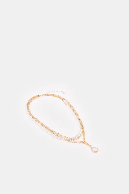 Women Gold Embellished Necklace sold by Redtag