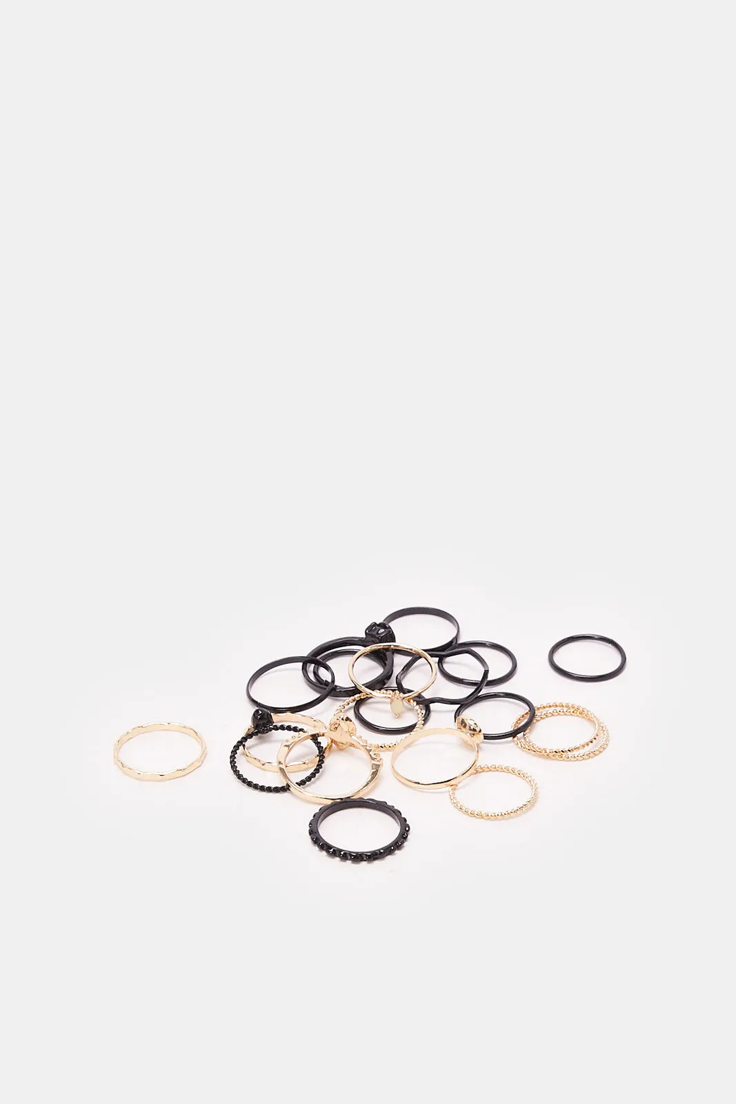 Women Gold And Black Embellished Ring Set (20 Piece) sold by Redtag product image thumbnail 2