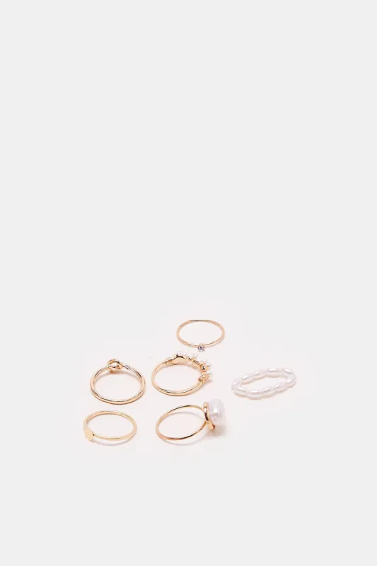 Women Gold Embellished Ring Set (6 Piece) sold by Redtag