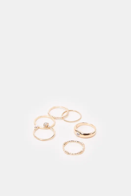 Women Gold Embellished Ring Set (5 Piece) sold by Redtag