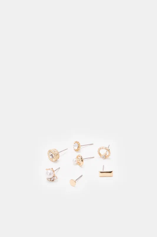 Women Gold Embellished Earrings Set (7 Piece) sold by Redtag