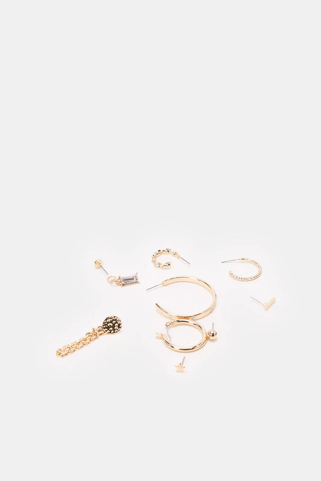 Women Gold Embellished Earrings Set (9 Piece) sold by Redtag product image thumbnail 2