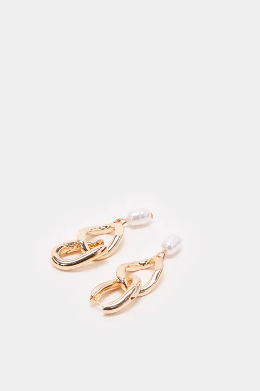 Women Gold Embellished Earrings sold by Redtag