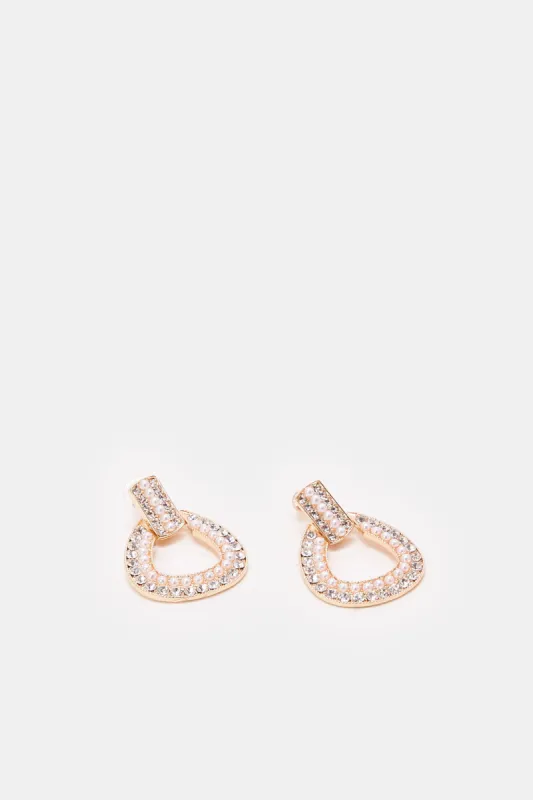 Women Gold Embellished Earrings sold by Redtag