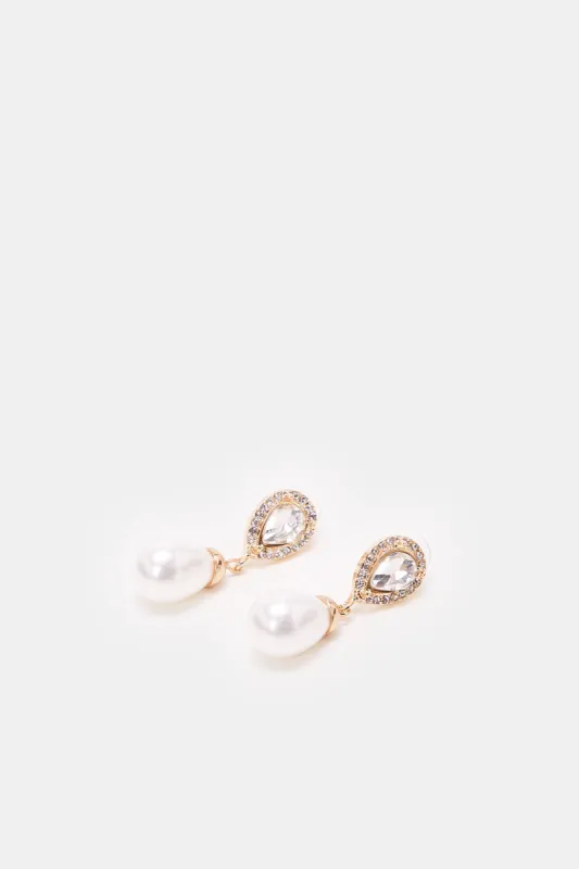 Women Gold Embellished Earrings sold by Redtag