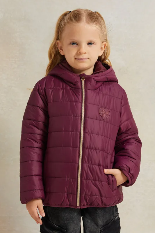 Girl Burgundy Hooded Jacket sold by Redtag