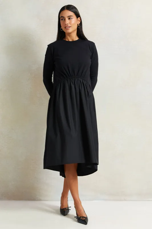 Women Black Front Gathered Dress sold by Redtag