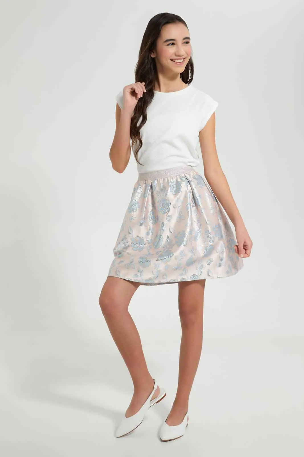 Pink Floral Skater Skirt sold by Redtag product image thumbnail 2