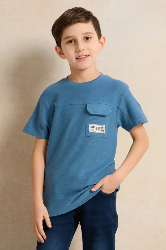 Boys Navy Hooded Sweatshirt sold by Redtag