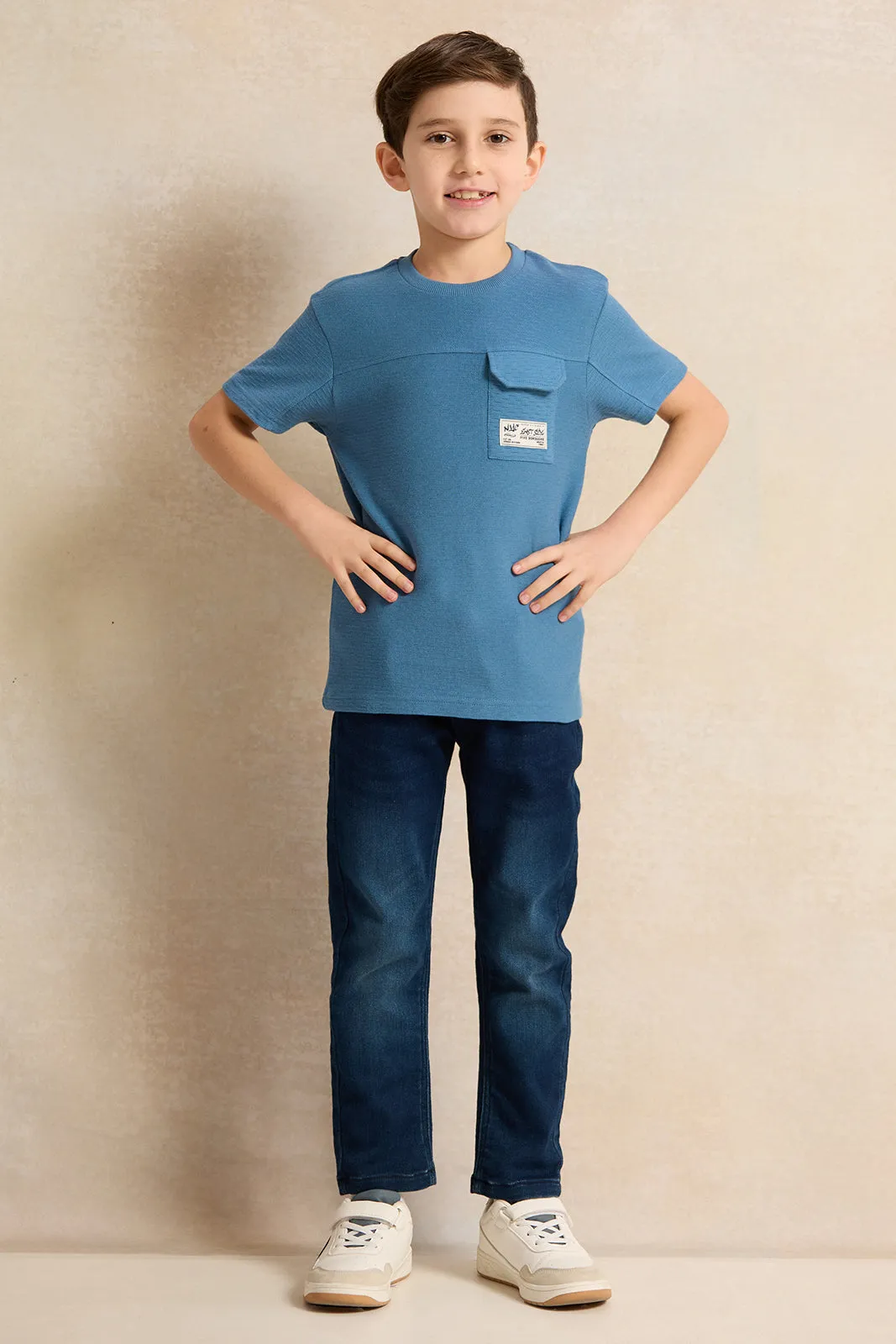 Boys Navy Hooded Sweatshirt sold by Redtag product image thumbnail 2