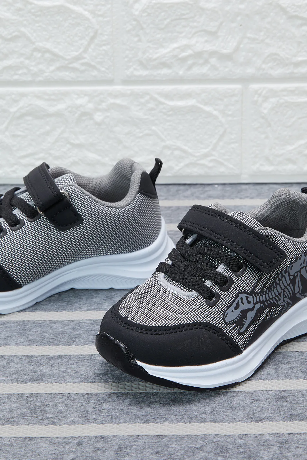 Black Dinosaur Mesh Trainer sold by Redtag product image thumbnail 3