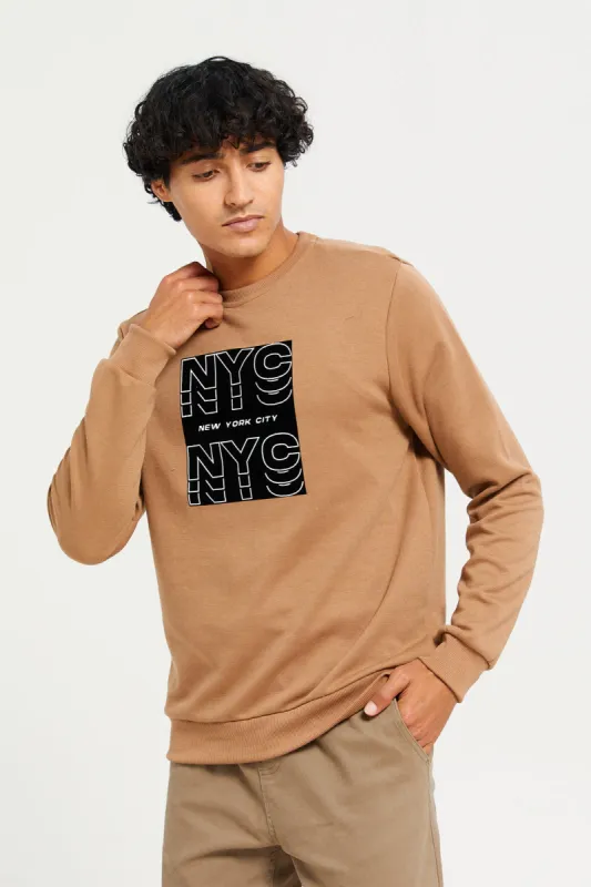 Men Brown Printed Sweatshirt sold by Redtag