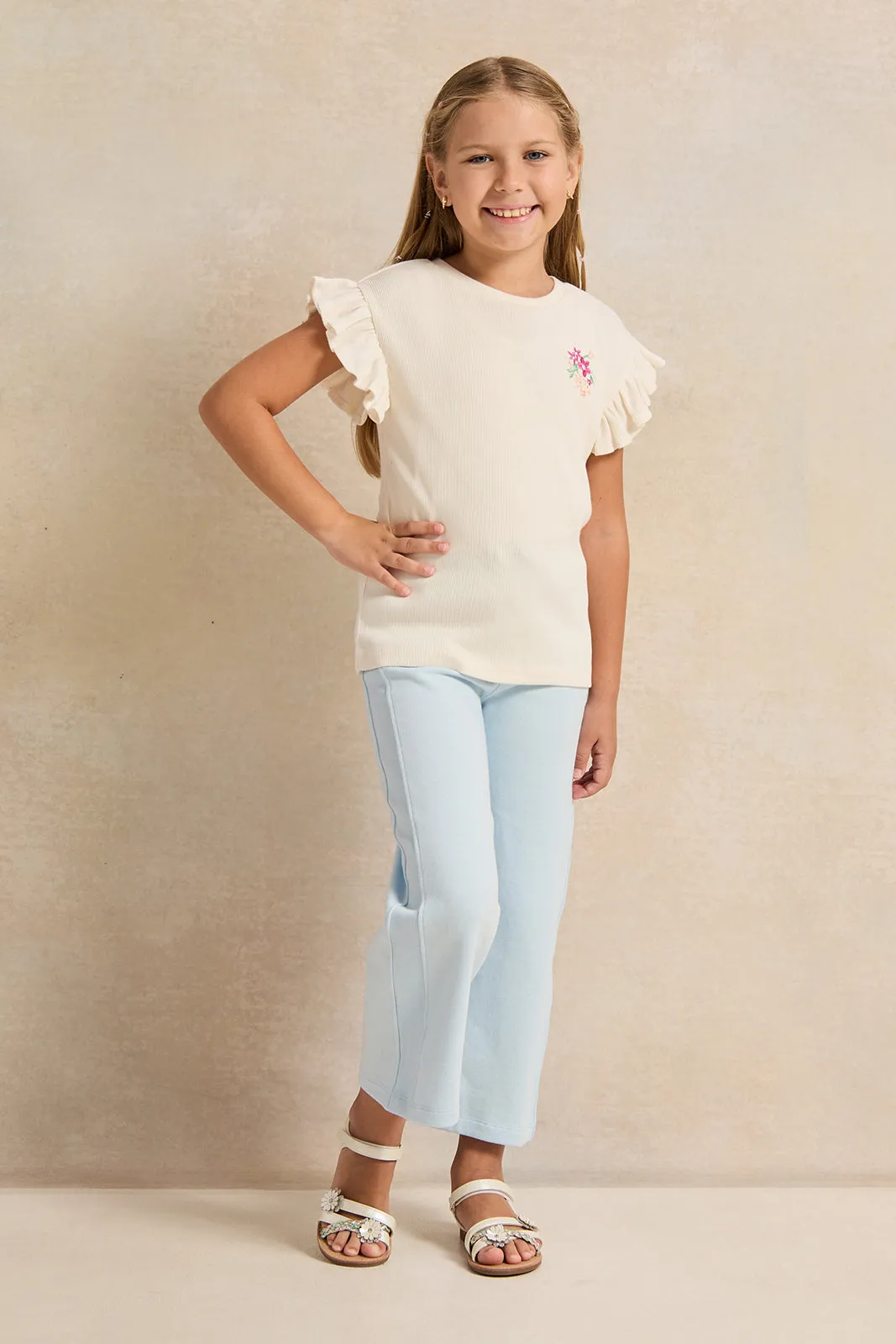 Girls White Floral Print T-Shirt sold by Redtag product image thumbnail 2