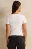 Women White Embellished Rib T-Shirt sold by Redtag