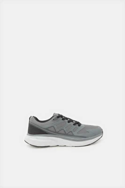 Men Charcoal Material Block Sneakers sold by Redtag