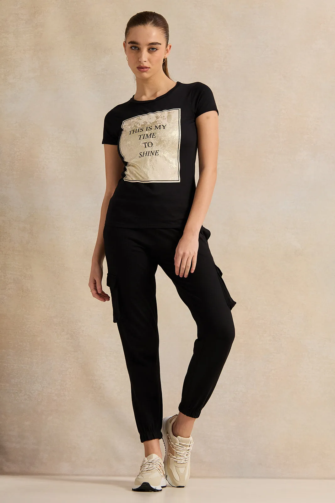 Women Black Active Cargo Pants sold by Redtag product image thumbnail 2