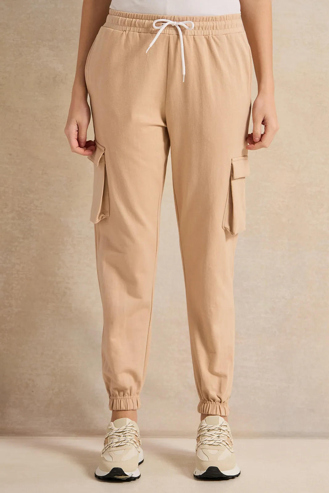 Women Beige Active Cargo Pant sold by Redtag