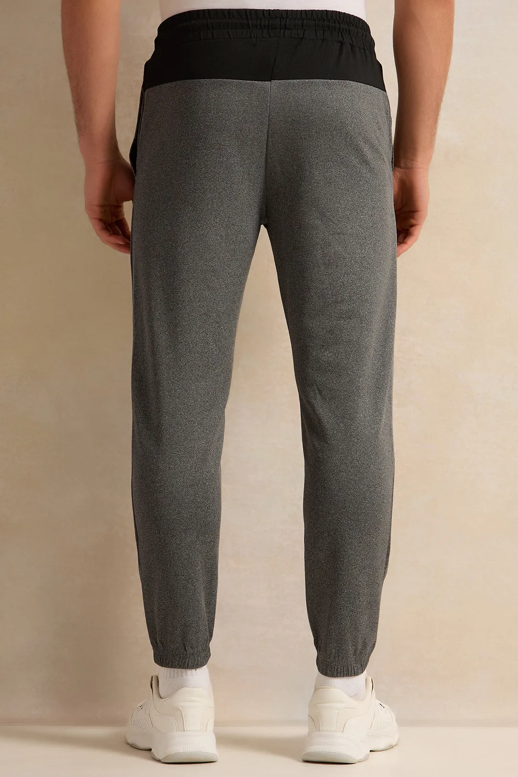 Men Grey Solid Active Pants sold by Redtag product image thumbnail 3