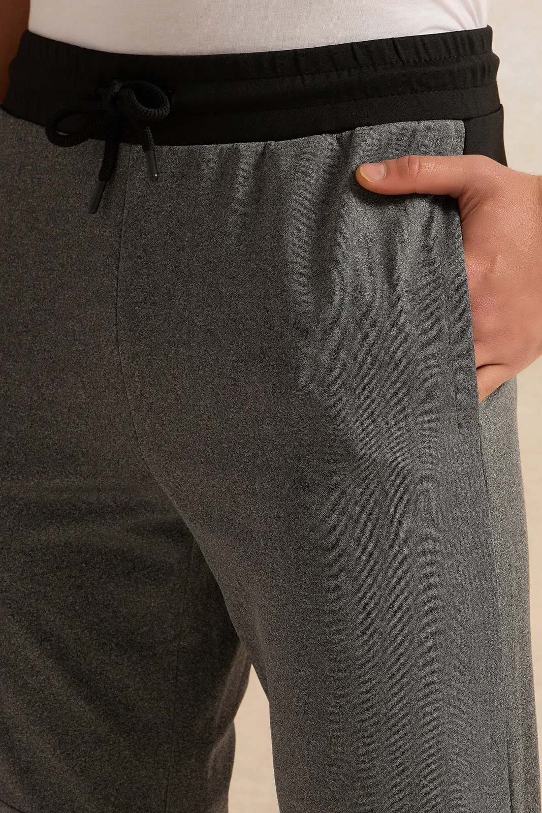 Men Grey Solid Active Pants sold by Redtag product image thumbnail 4