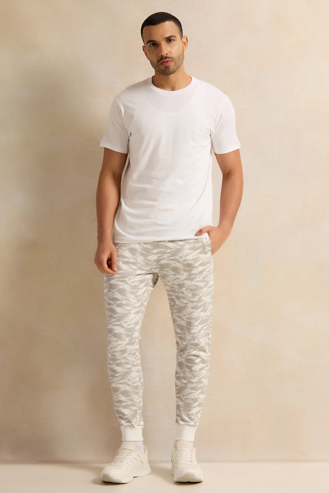 Men White Printed Active Track sold by Redtag product image thumbnail 2