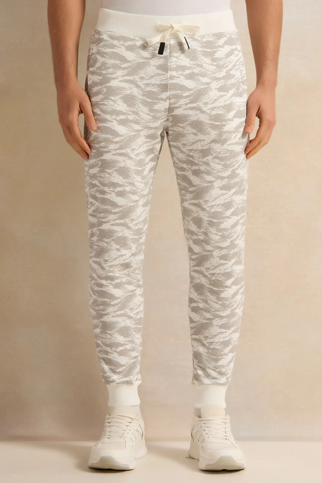 Men White Printed Active Track sold by Redtag